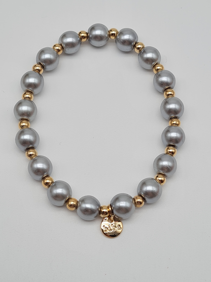 Biba Armband elastisch Silbergrau mit Goldfarben in 3 Größen