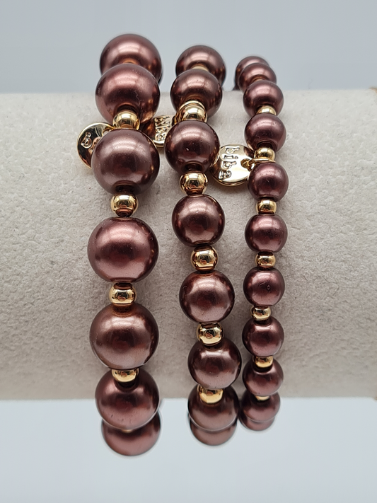 Biba Armband elastisch Braun-Bronze mit Goldfarben in 3 Größen