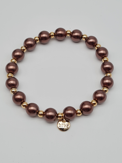 Biba Armband elastisch Braun-Bronze mit Goldfarben in 3 Größen