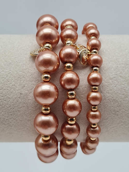 Biba Armband elastisch Lachs-Rosa mit Goldfarben in 3 Größen