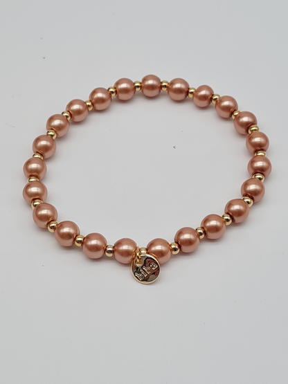 Biba Armband elastisch Lachs-Rosa mit Goldfarben in 3 Größen
