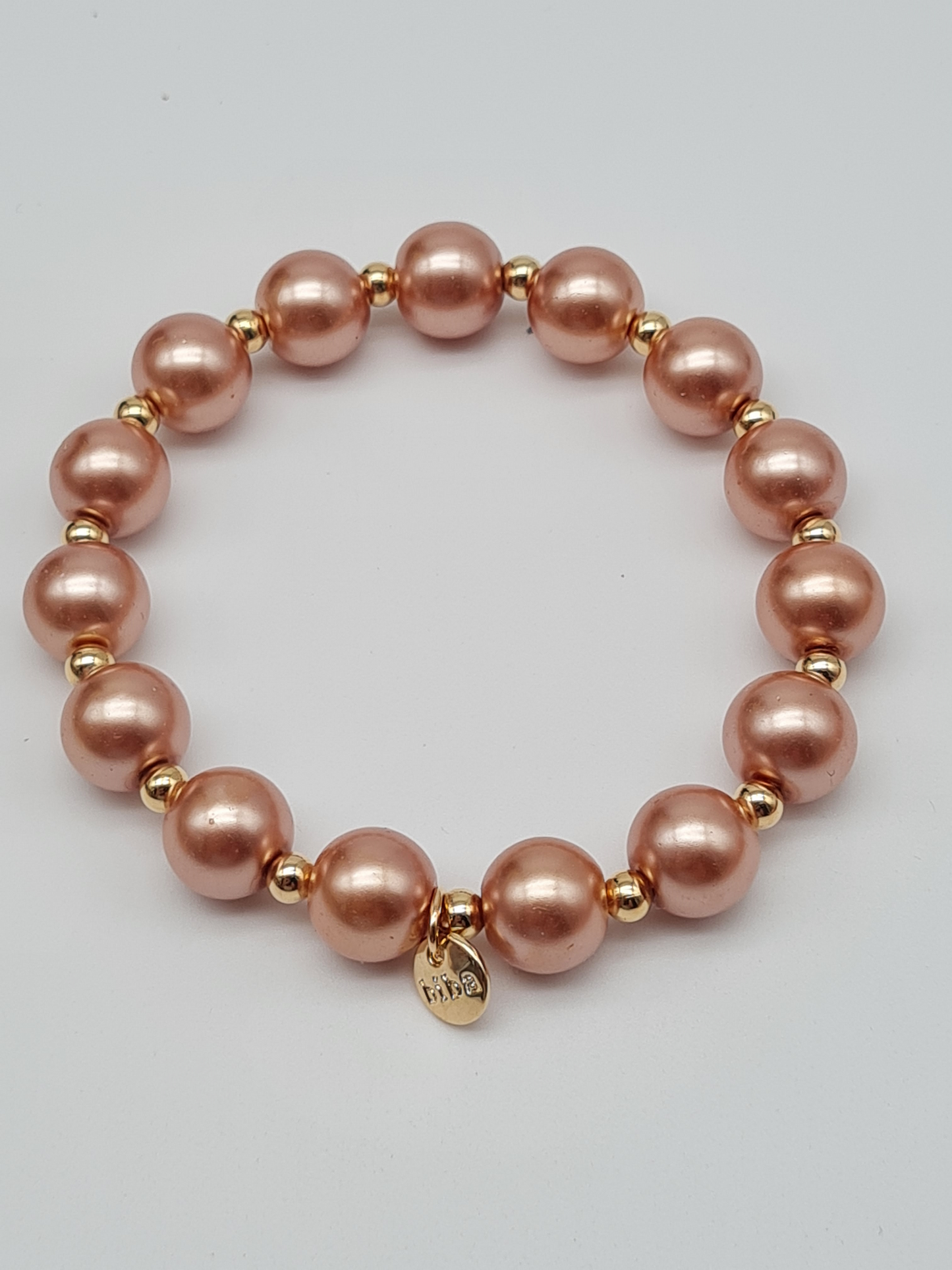 Biba Armband elastisch Lachs-Rosa mit Goldfarben in 3 Größen