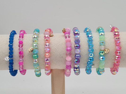 Biba Armband elastisch Crystal Perlen in bunte Farben, ideal zum Kombinieren