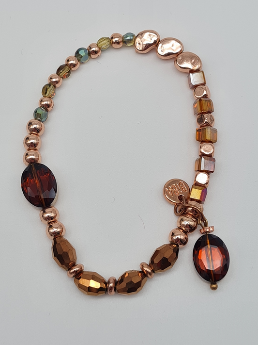 Biba Armband elastisch in Goldkupfer- und Bordeaux Farben
