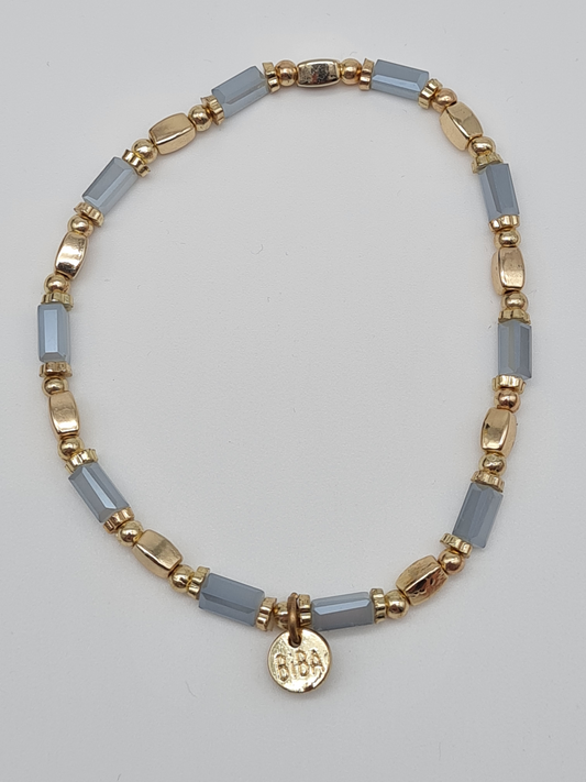 Biba Armband elastisch Hellgraue Elementen mit Goldfarben