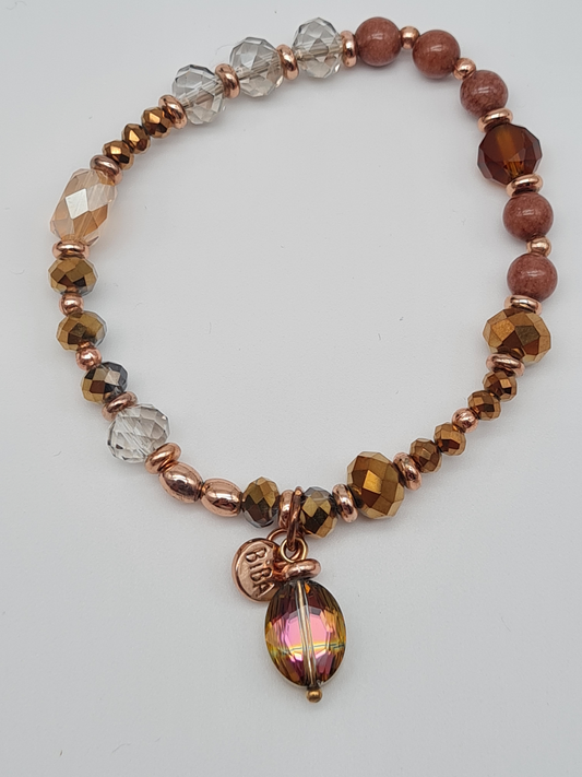 Biba Armband elastisch in Goldkupfer und Beigetöne