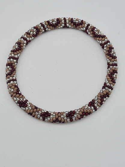 Biba Armband Roll-Armbänder in Bordeaux, Taupe und Silber Töne, verschiedene Muster