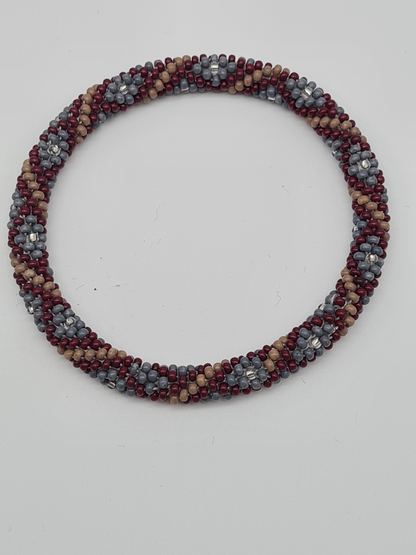 Biba Armband Roll-Armbänder in Bordeaux, Taupe und Silber Töne, verschiedene Muster