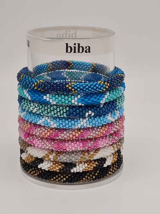 Biba Armband Roll-Armbänder Blau, Rosa, oder Edles Schwarz-Weiß mit verschiede Muster