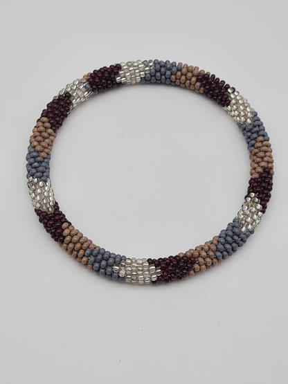 Biba Armband Roll-Armbänder in Bordeaux, Taupe und Silber Töne, verschiedene Muster
