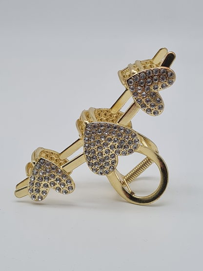 Wauw Haarklammer, Goldfarben mit Strass bestückte Herzen