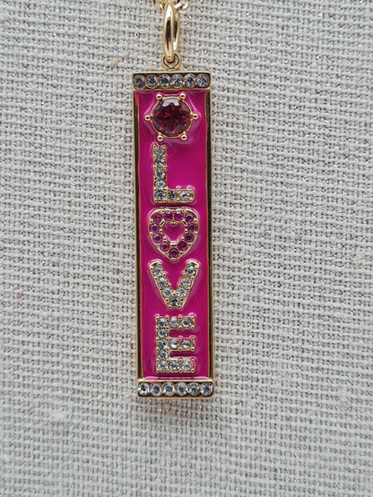 Yehwang Halskette, filigrane Halskette mit Anhänger  "LOVE" Goldfarben