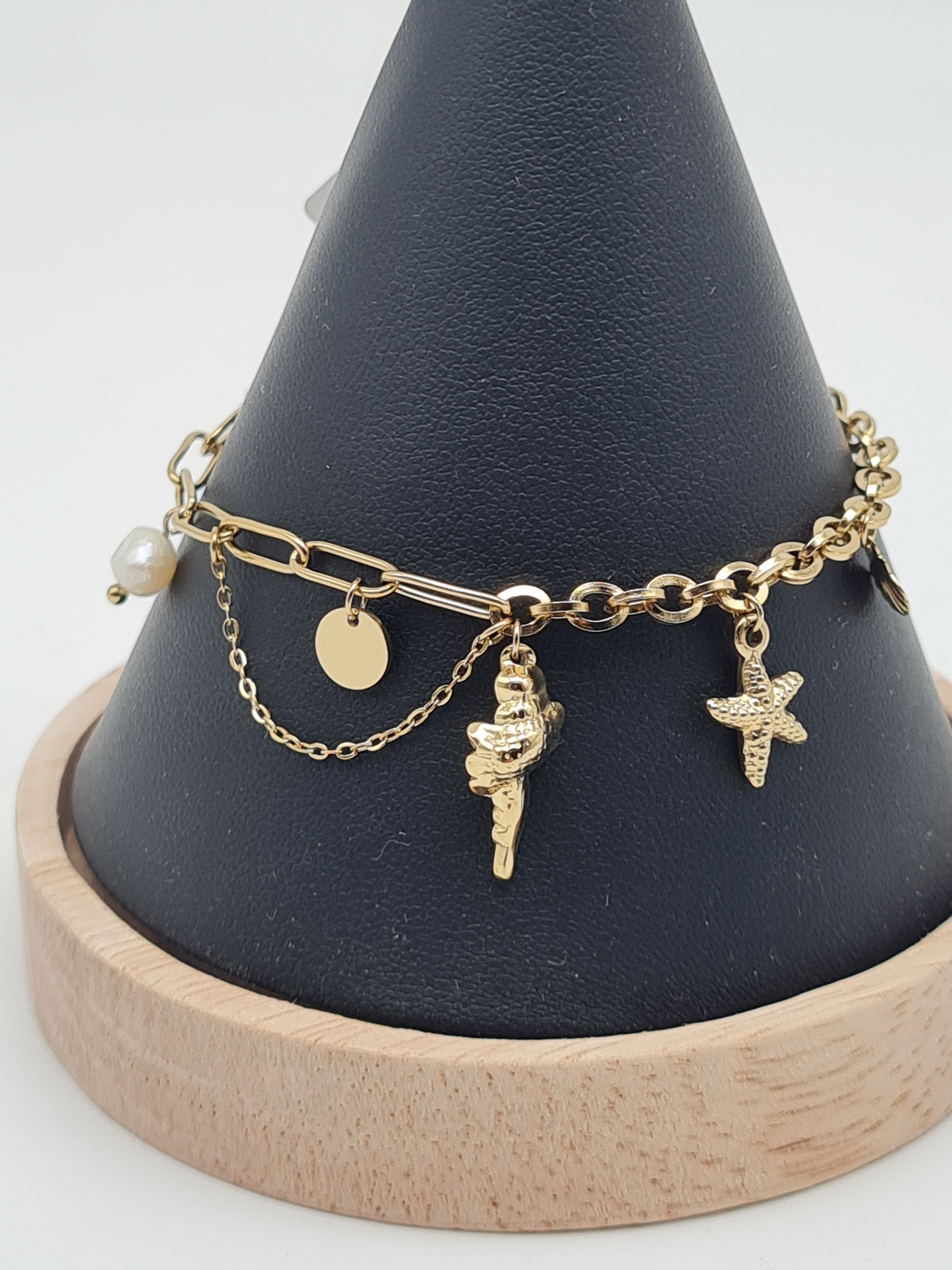 Yehwang Armband, Gliederarmbandanhänger Goldfarben mit Süßwasserperle