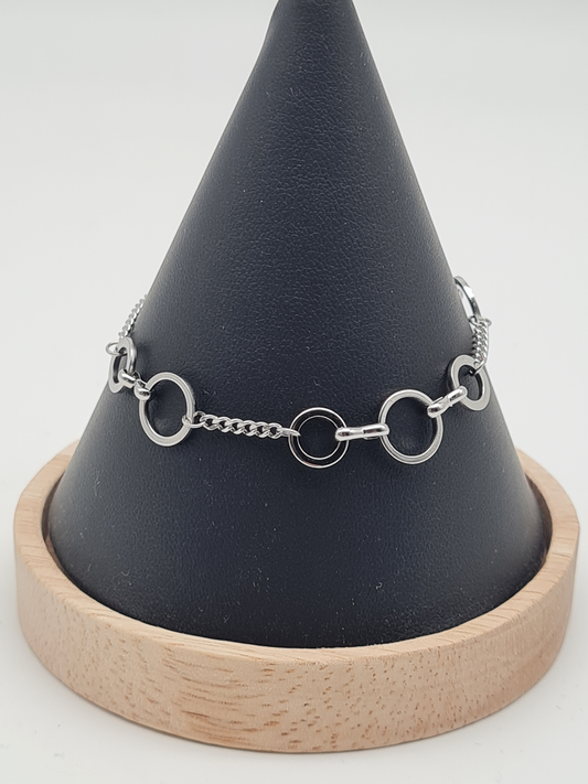 Yehwang Armband, Filigranes Armband mit Kreise verbunden Silberfarben