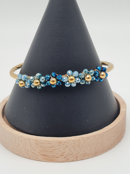 Yehwang Armband, Armreif Bloom mit Blau, Korallenrot oder bunte Blumen