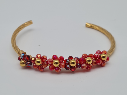 Yehwang Armband, Armreif Bloom mit Blau, Korallenrot oder bunte Blumen