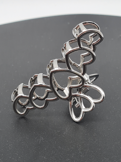 Yehwang Haarklammer Love All Over - Silberfarben mit Herzchen