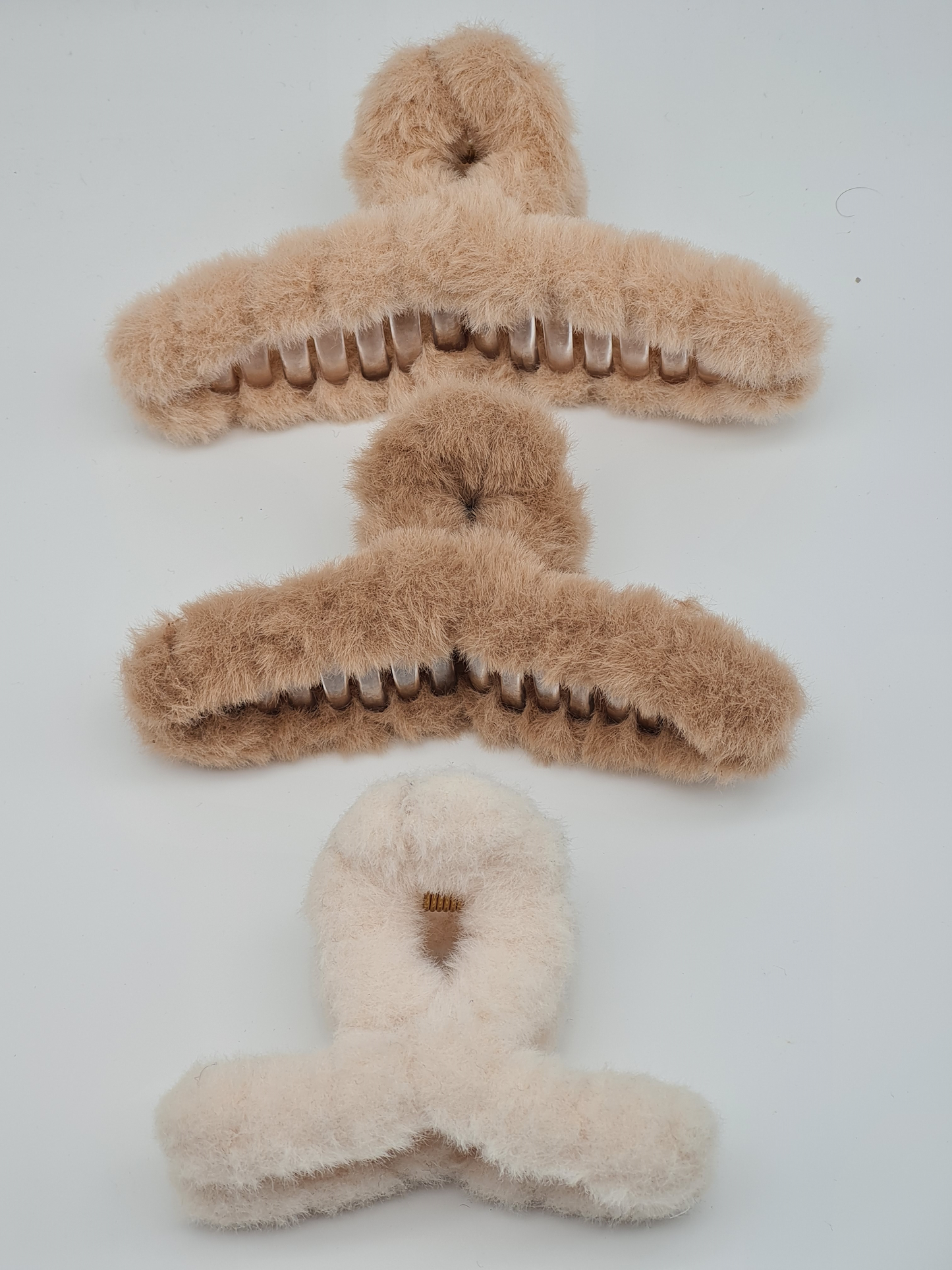 Yehwang Haarklammer Haarschmuck Plüsch Off White beige braun
