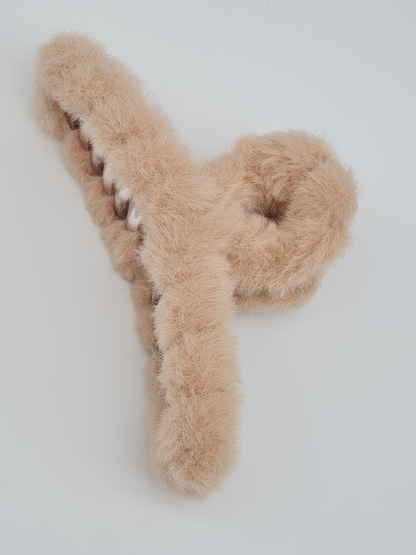 Yehwang Haarklammer Haarschmuck Plüsch Off White beige braun