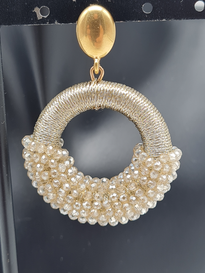 Wauw Ohrhänger Ohrringe Goldfarben Champagner Crystal Statement Nickelfrei