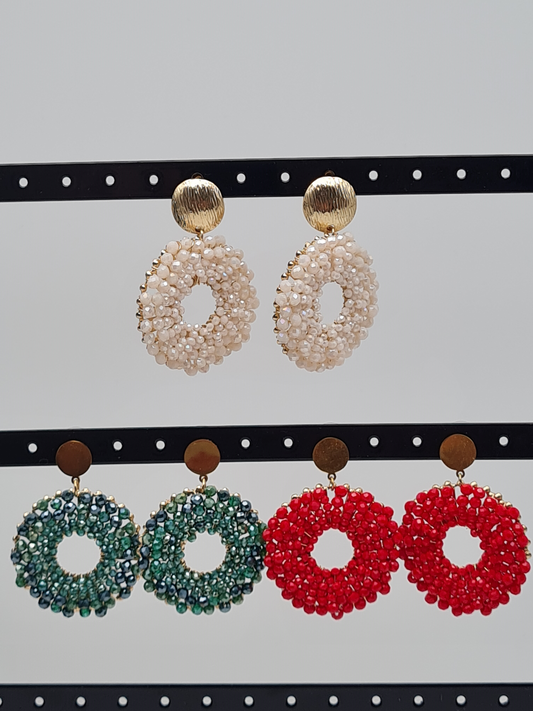 Yehwang Ohrhänger Party Donut Grün Rot Beige Nickelfrei