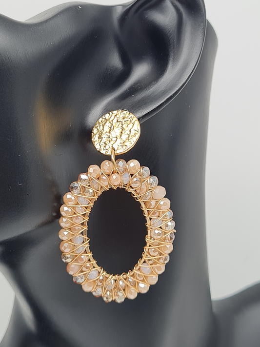 Wauw Ohrhänger Ohrringe  Goldfarben oval Gold Statement Nickelfrei Beige