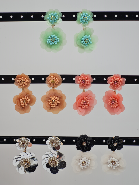 Yehwang Ohrhänger Ohrringe Party Nickelfrei mintgrün silberfarben Schwarz Weiß rosa Blumen