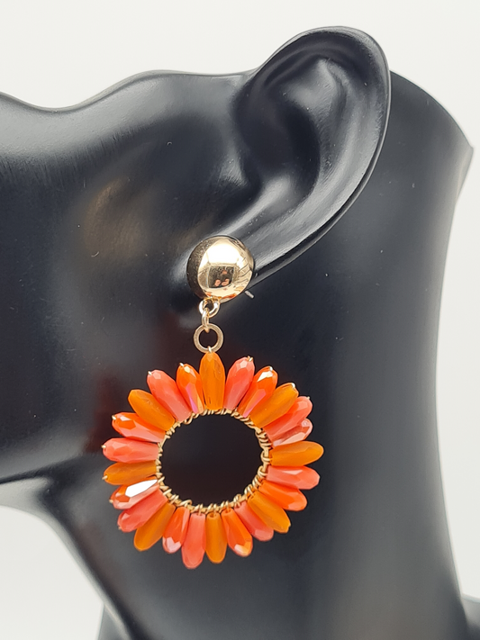 Yehwang Ohrhänger Mandarin Blumen Crystal nickelfrei orange