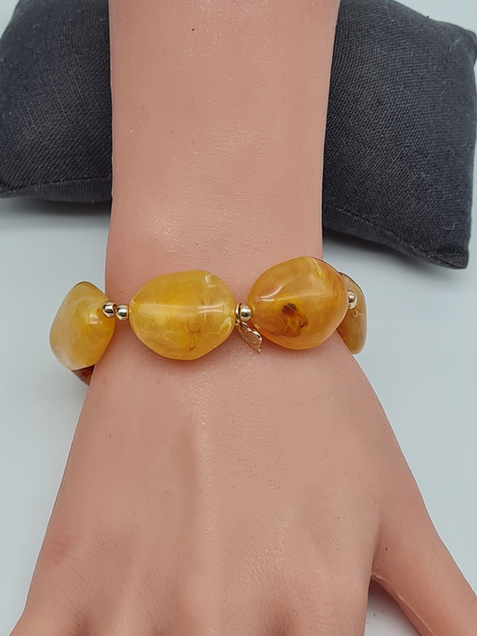 Sweet7 Armband Honig Gold Bernstein Nickelfrei Acryl