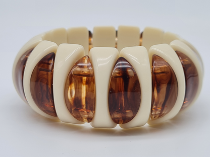 Armband elastisch Retro nickelfrei Acryl Braun schwarz creme Rauchbraun
