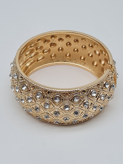 Yehwang Klapp-Armband Goldfarben mit Straß Orientalisch Nickelfrei