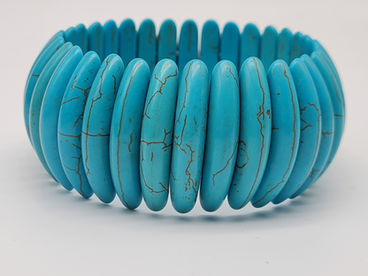 Yehwang Türkis Armband Stretch Vintage Used-Look Bauern Silberfarben Nickelfrei