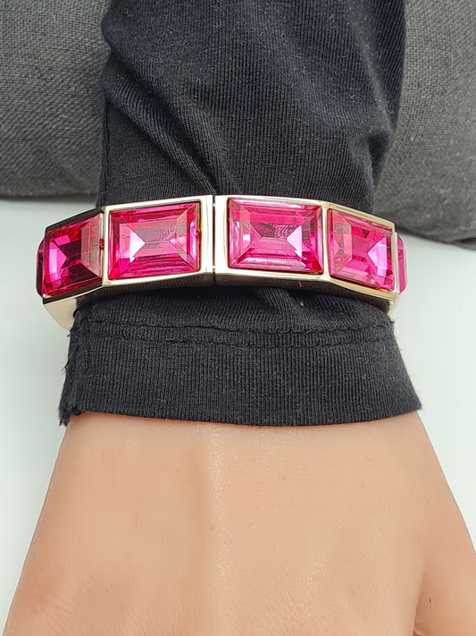 Dipped Shop Armbänd Goldfarben Pinker Straß Steinen Nickelfrei Statement