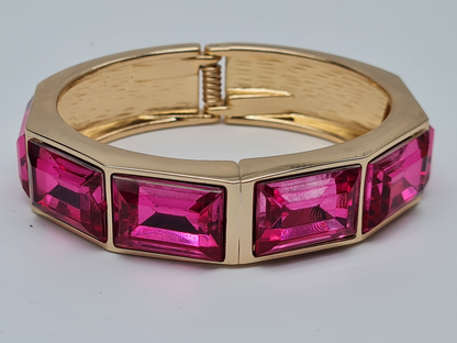 Dipped Shop Armbänd Goldfarben Pinker Straß Steinen Nickelfrei Statement