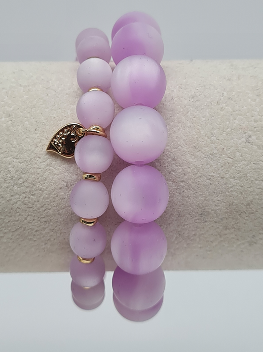 Sweet7 Doppel-Armband nickelfrei Lila  Space Beads Modern Elegant