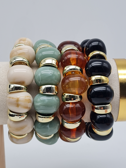 Dipped Shop Armbänder Goldfarben Schwarz Rauch-Braun Grün Creme Nickelfrei