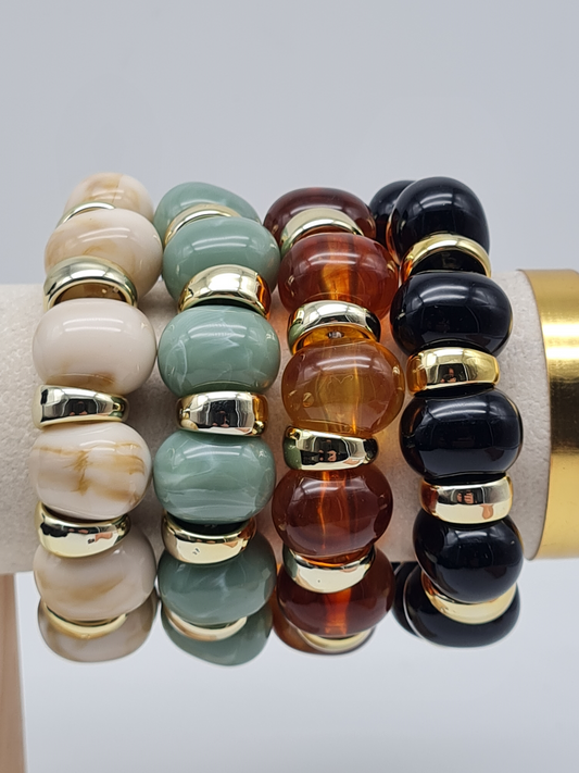 Dipped Shop Armbänder Goldfarben Schwarz Rauch-Braun Grün Creme Nickelfrei