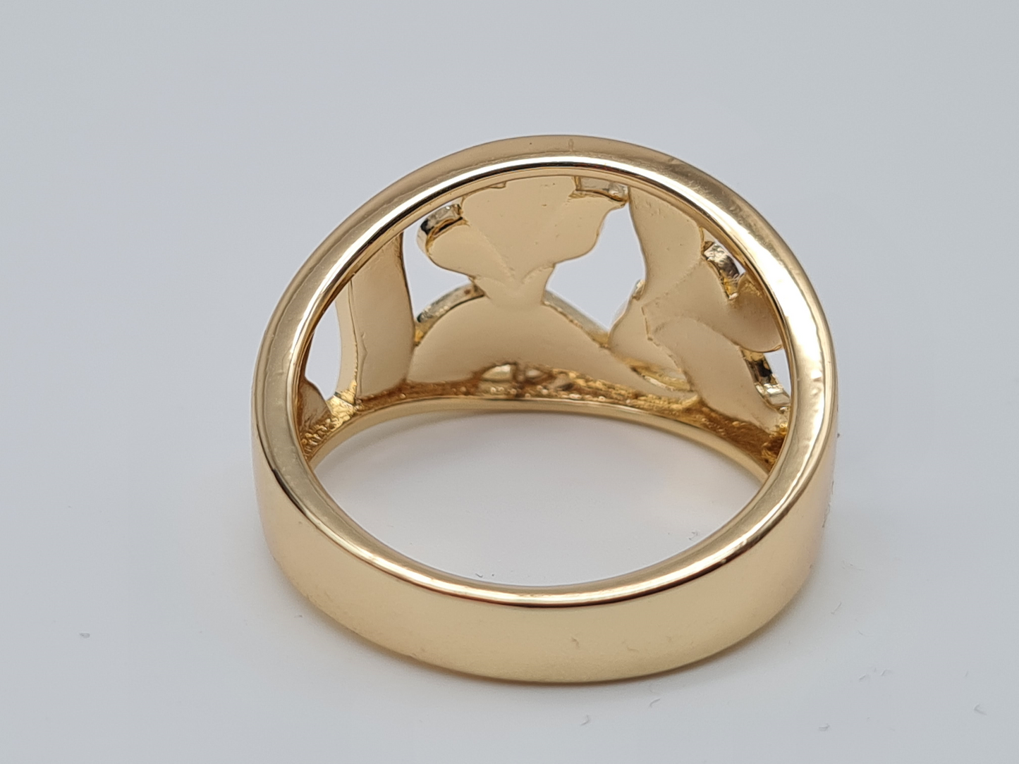 Amorino Ring Jungendstil Blumen Muster Goldfarben Rosa Grün Nickelfrei Große 8 9 10