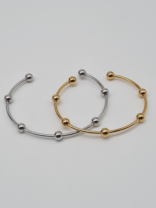Cosmos Armreif Silber- Goldfarben nickelfrei Verzierungen Modern schlicht elegant kombinierbar