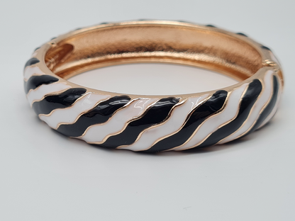 Cosmos Klapp-Armband Schwarz Goldfarben Lila herz Zebra Nickelfrei