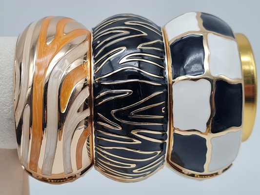 Cosmos Klapp-Armband in verschiedene Farben Schwarz Weiß Gold Orange Nickelfrei