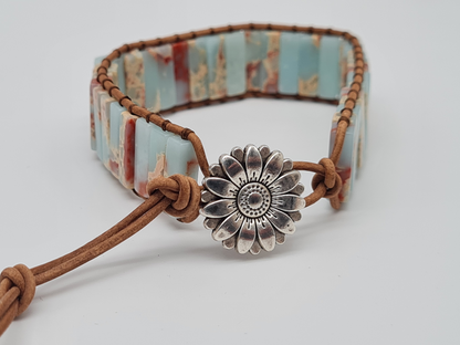 Cosmos Armband Blumen Vintage Türkis Orange Nativ Nickelfrei Freundschaft