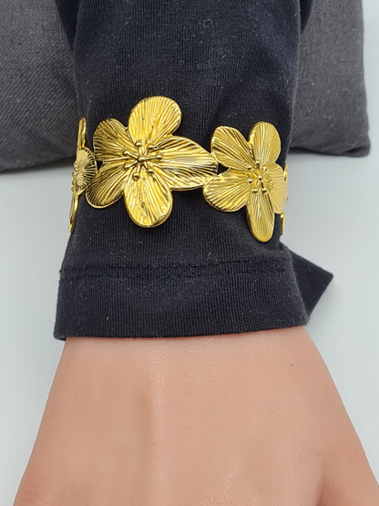 Cosmos Armreif mit Blumen motiv Goldfarben Silberfarben Bronze Nickelfrei