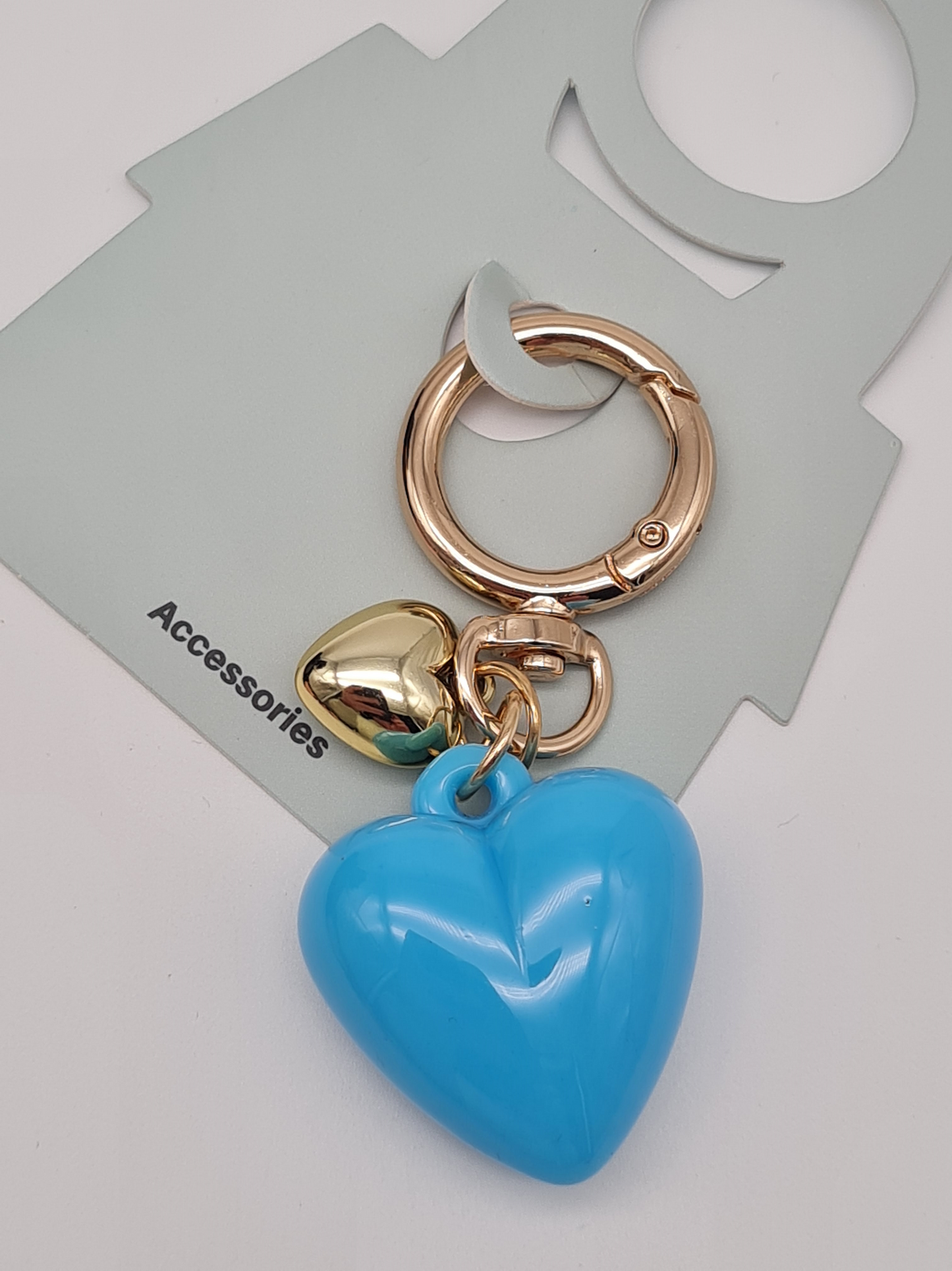 Yehwang Doppelter Herzanhänger Hellblau Schlüsselanhänger Taschenanhänger Love Blau