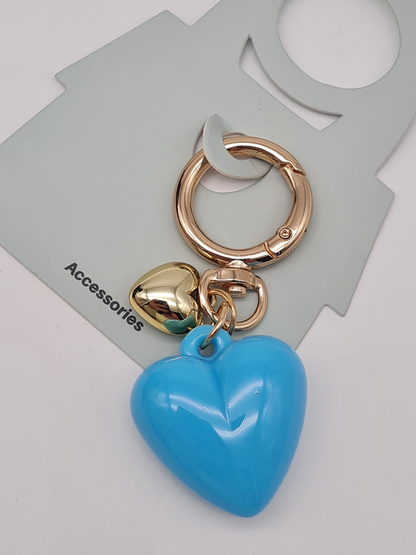Yehwang Doppelter Herzanhänger Hellblau Schlüsselanhänger Taschenanhänger Love Blau