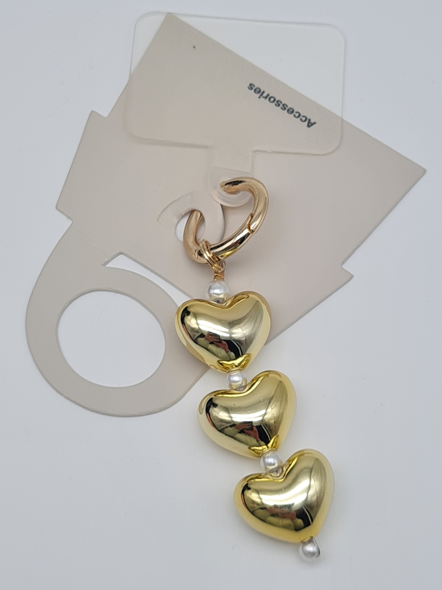 Yehwang Anhänger Herzen Perlen Goldfarben Handykette Handyschmuck Schlüsselanhänger