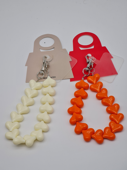 Yehwang Herzanhänger Schlüsselanhänger Taschenanhänger Liebe Geschenk Handykette Handyschmuck Orange Weiß