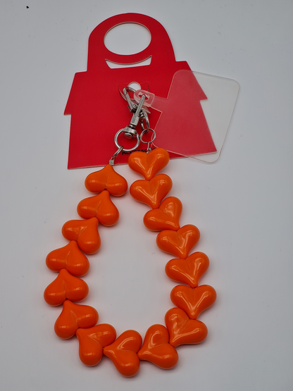 Yehwang Herzanhänger Schlüsselanhänger Taschenanhänger Liebe Geschenk Handykette Handyschmuck Orange Weiß