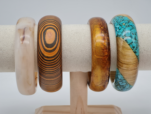 Cosmos Armband Resin Acryl Holz Türkis Gold Bronze Marmor