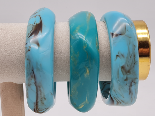 Cosmos Armband Acryl Türkis marmor-look schmal breite Trend kombinierbar